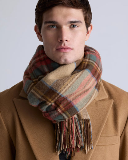 Mongolian Cashmere Tartan Scarf - One Size / Neutral Tartan