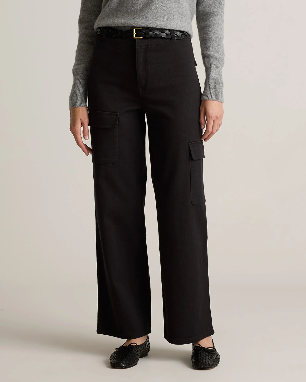Organic Stretch Cotton Twill Cargo Pants - 0 / Light Khaki