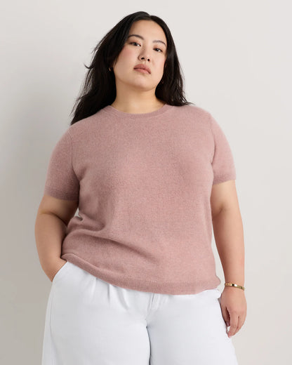 Mongolian Cashmere Tee - 1X / Heather Vintage Pink