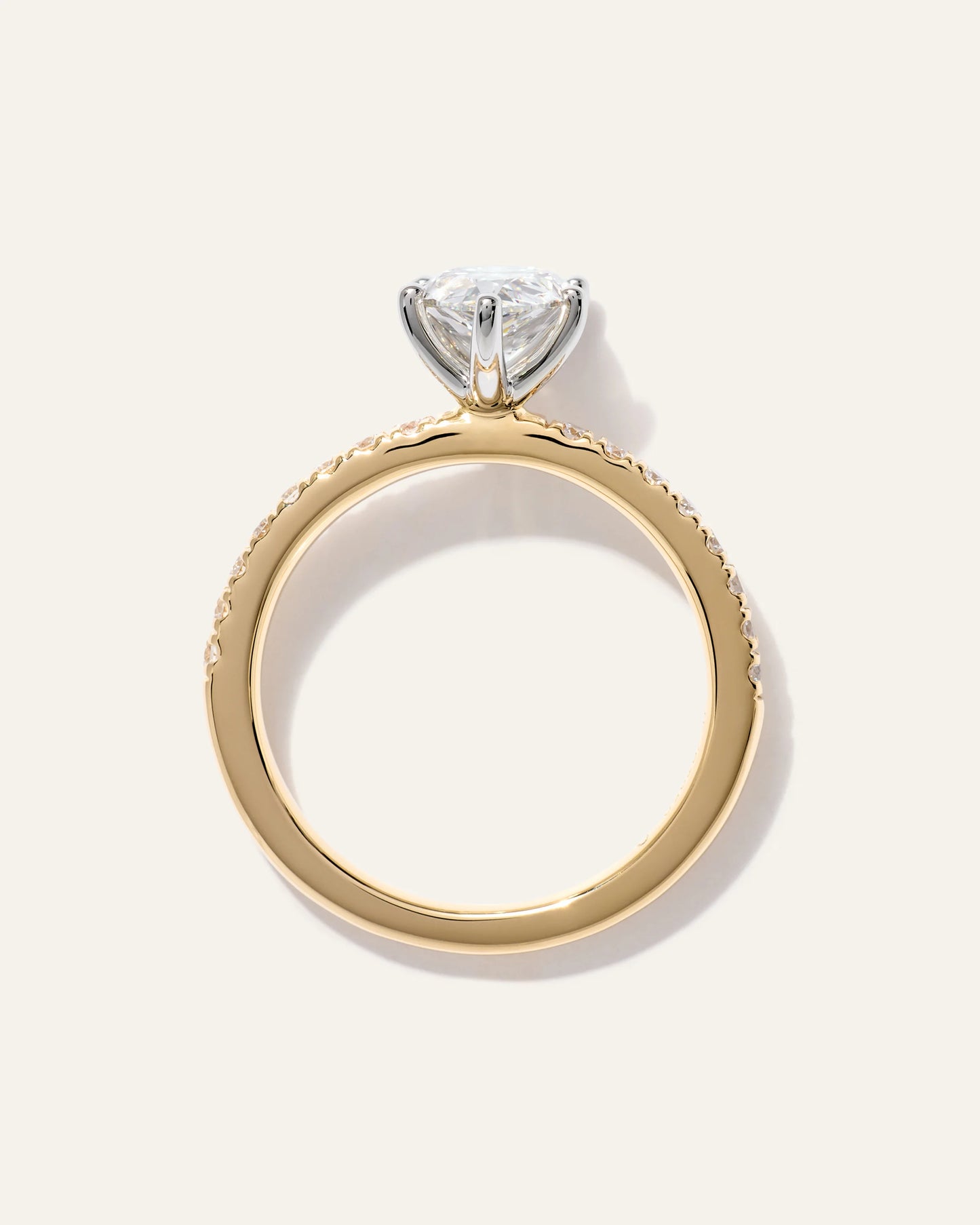 Lab Grown Diamond Pear Petite Pave Engagement Ring - 1.5ct - 4 / Yellow Gold