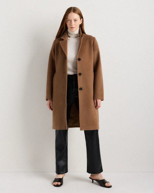 Camel Hair Single-Breasted Midi Coat - XS / Mocha Brown