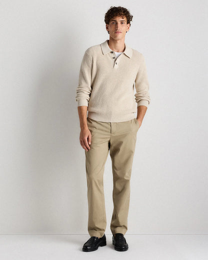 100% Organic Cotton Ribbed Polo Sweater - XS / Mid Heather Grey
