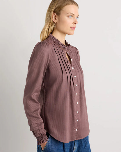 Organic Textured Cotton Peasant Blouse - XS / Pale Custard Yellow