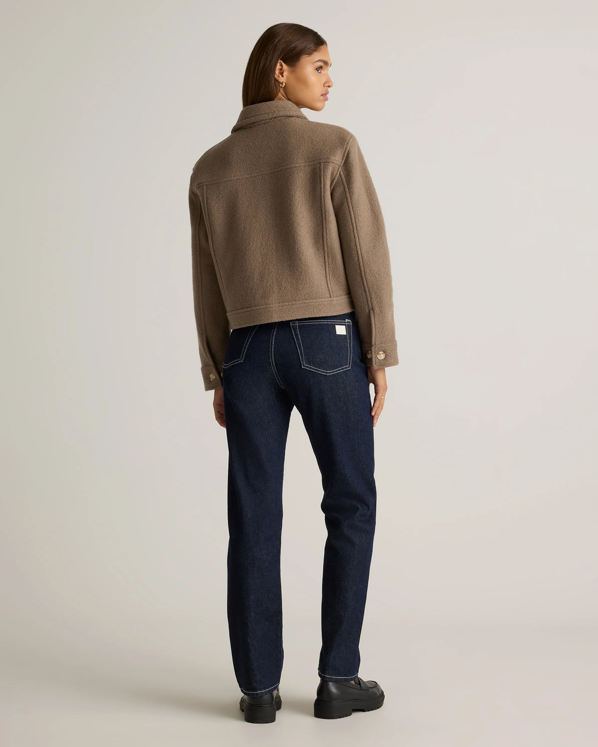 100% Merino Wool Cropped Shirt Jacket - XS / Mulled Wine