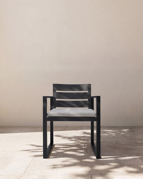 Linear Aluminum Outdoor Dining Armchair - One Size / Dark Charcoal
