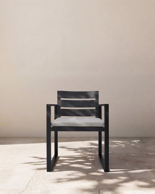 Linear Aluminum Outdoor Dining Armchair - One Size / Dark Charcoal