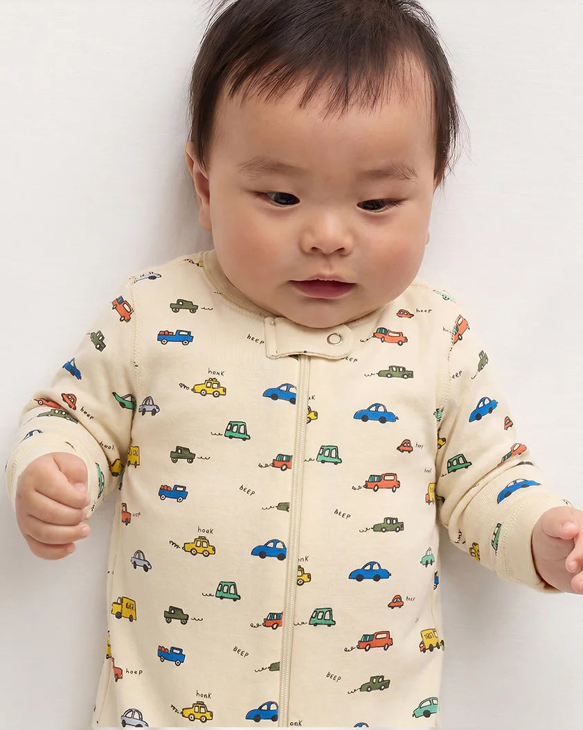 100% Organic Cotton Footie Pajama - 0-3M / Vehicles