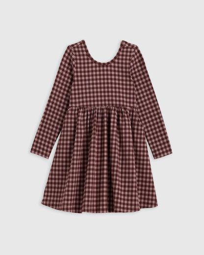 Organic Cotton Long Sleeve Skater Dress - 6 / Red Poppy Garden