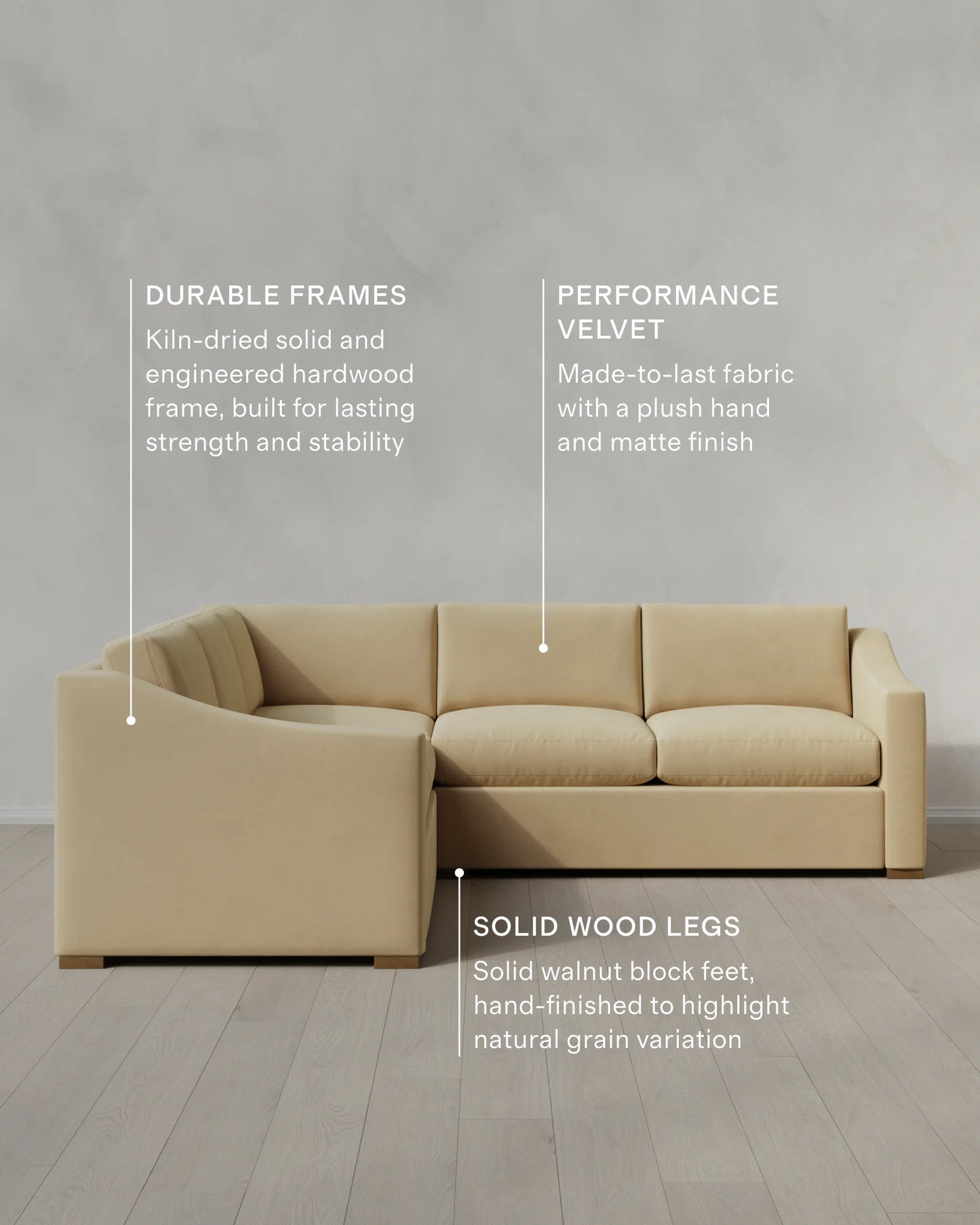 Hollis Slope Arm L Sectional in Performance Velvet - 110x110 / Gunmetal