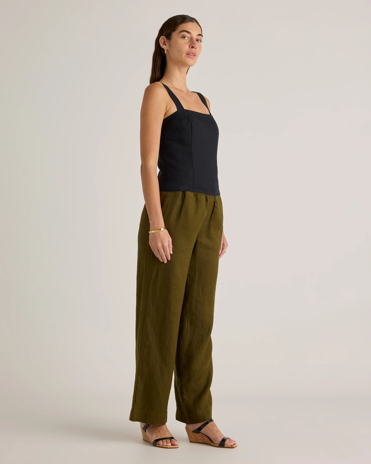 100% European Linen Fitted Tank - XS / Moonstone Blue