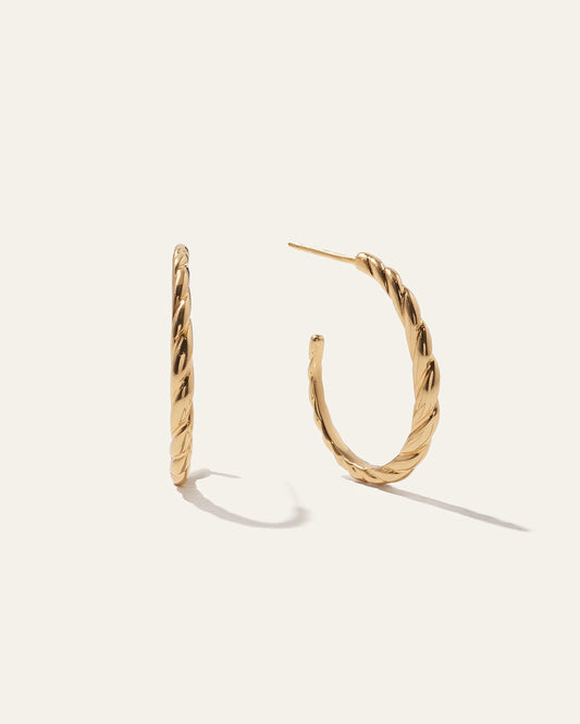 Thin Croissant Dôme Hoops - One Size / Gold Vermeil