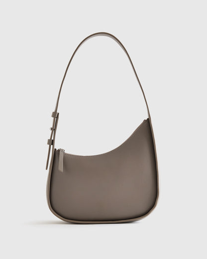 Italian Leather Asymmetrical Mini Shoulder Bag - One Size / Shell Pink