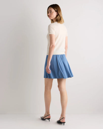 Lightweight Crepe A-Line Mini Skirt - XS / Moonstone Blue