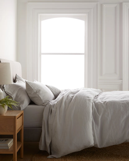 European Linen Deluxe Bedding Bundle - Twin / Willowleaf/White Stripe