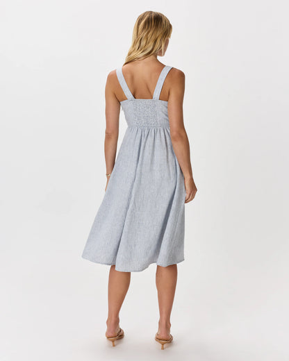 100% European Linen Fit & Flare Midi Dress - XS / Brick Red Heirloom Floral