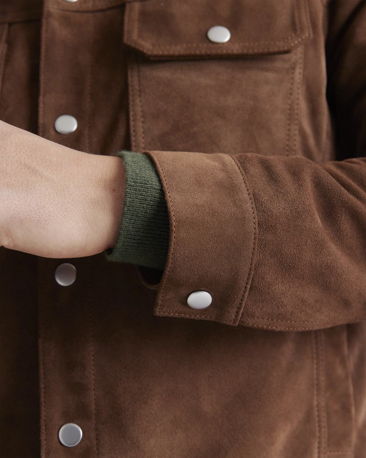Italian Suede Trucker Jacket - S / Dark Chestnut