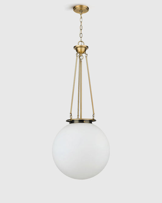 Antiqued Steel and Glass Globe Pendant Light - One Size / Brass