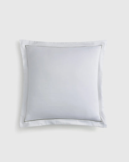 Signature Giza Cotton Sateen Embroidered Euro Sham - Euro / White/Dried Sage