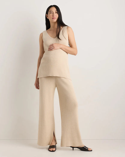 Cotton Cashmere Maternity Wide Leg Pants - XS / Heather Charcoal