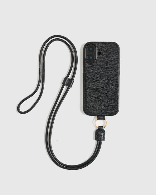 Italian Leather Phone Crossbody Case - 17 / Black