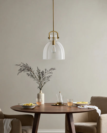 Minimalist Glass Bell Pendant Light - One Size / Brass