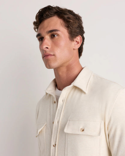 Stretch Sweater Fleece Shirt - S / Off-White