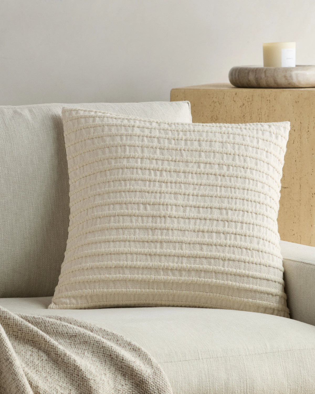 Ribbed Wool Cotton Pillow Cover - 20x20 / Red Clay