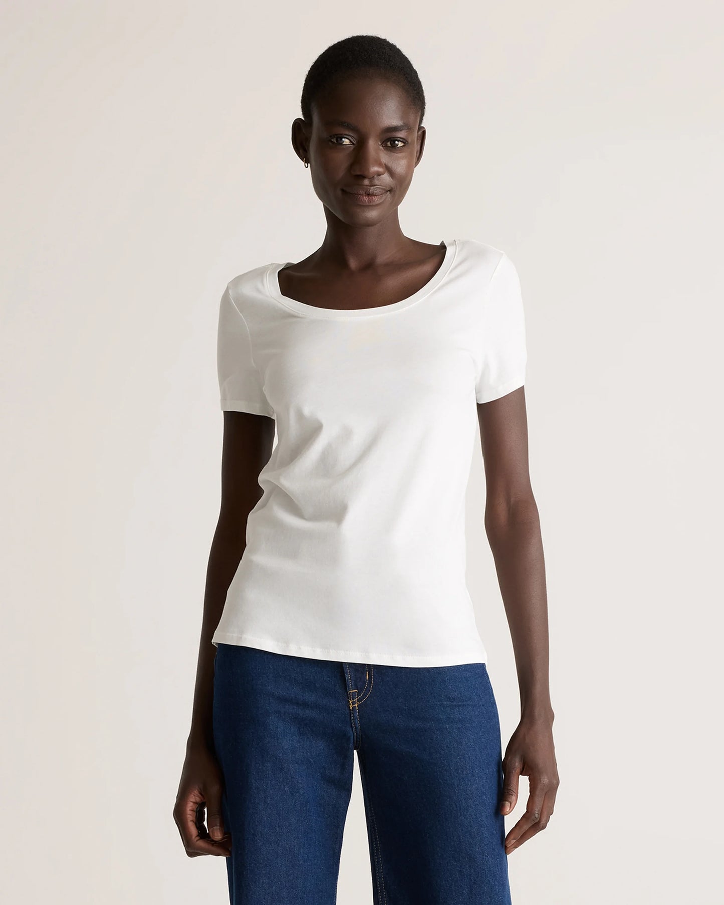 Cotton Modal Scoop Neck Tee - XS / Navy