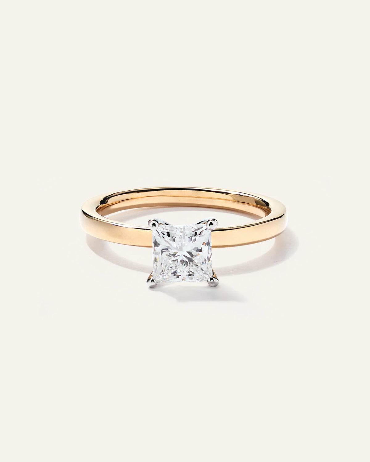Lab Grown Diamond Princess Comfort Fit Engagement Ring - 1ct - 4 / Yellow Gold