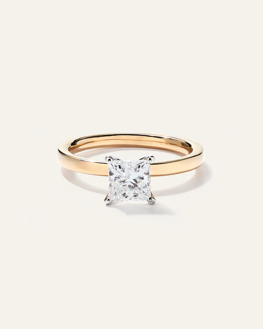 Lab Grown Diamond Princess Comfort Fit Engagement Ring - 1ct - 4 / Yellow Gold