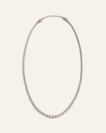 14K Gold Lab Grown Diamond Graduated Tennis Necklace - 10ctw - One Size / Yellow Gold