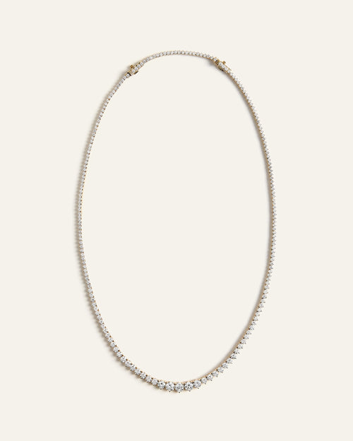 14K Gold Lab Grown Diamond Graduated Tennis Necklace - 10ctw - One Size / Yellow Gold