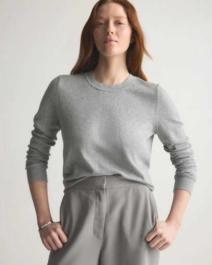 Lightweight Cotton Cashmere Crew Sweater - XS / Mountain Spring Blue