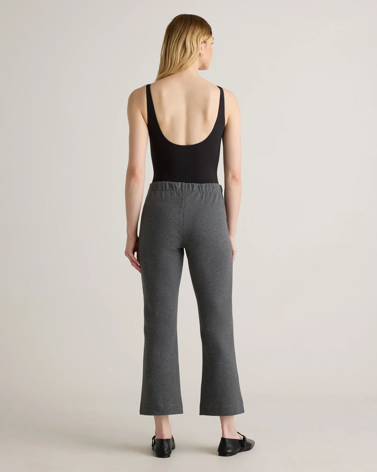 Organic Cotton Double Knit Kick Flare Pants - XS / Heather Charcoal Grey