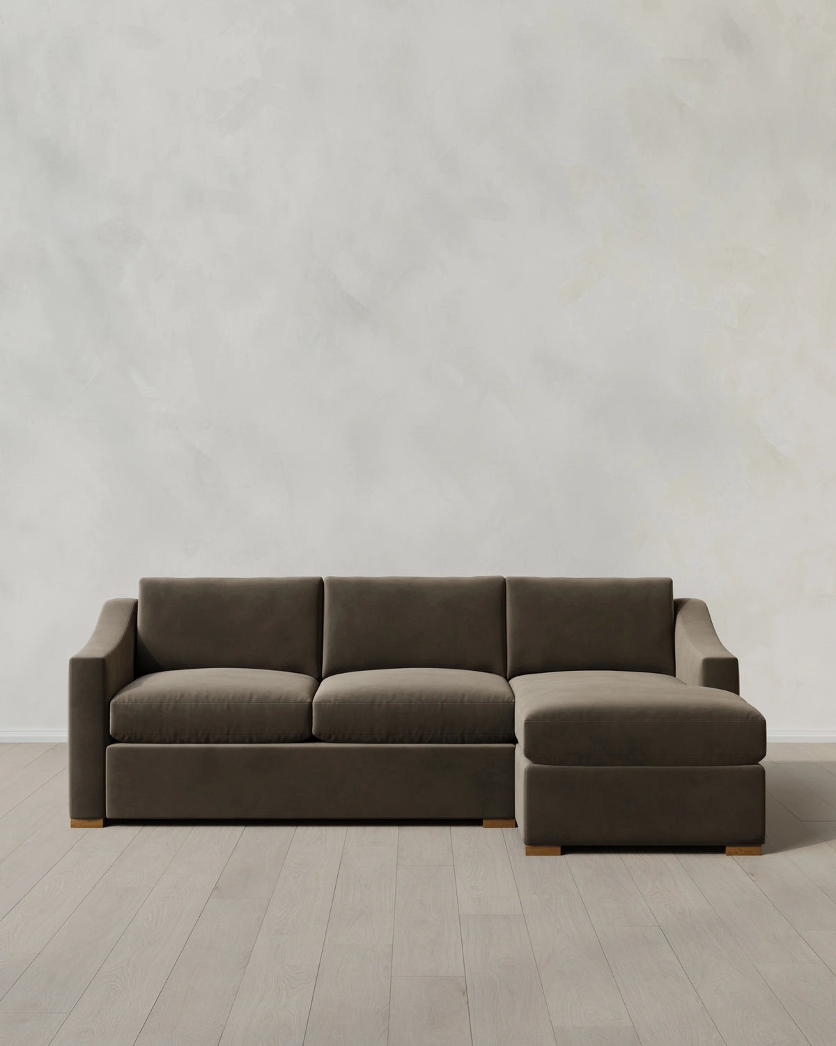 Hollis Slope Arm Chaise Sectional in Performance Velvet - 104" Right Arm / Spruce
