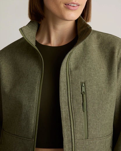 Softshell Fleece-Lined Full-Zip Jacket - XS / Heather Deep Navy
