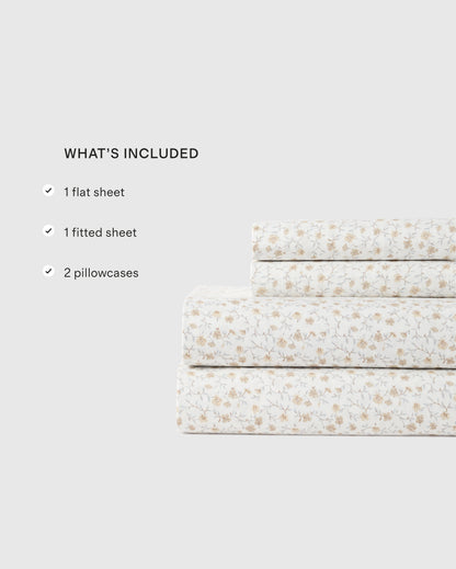 Organic Crisp Percale Sheet Set - Twin / White