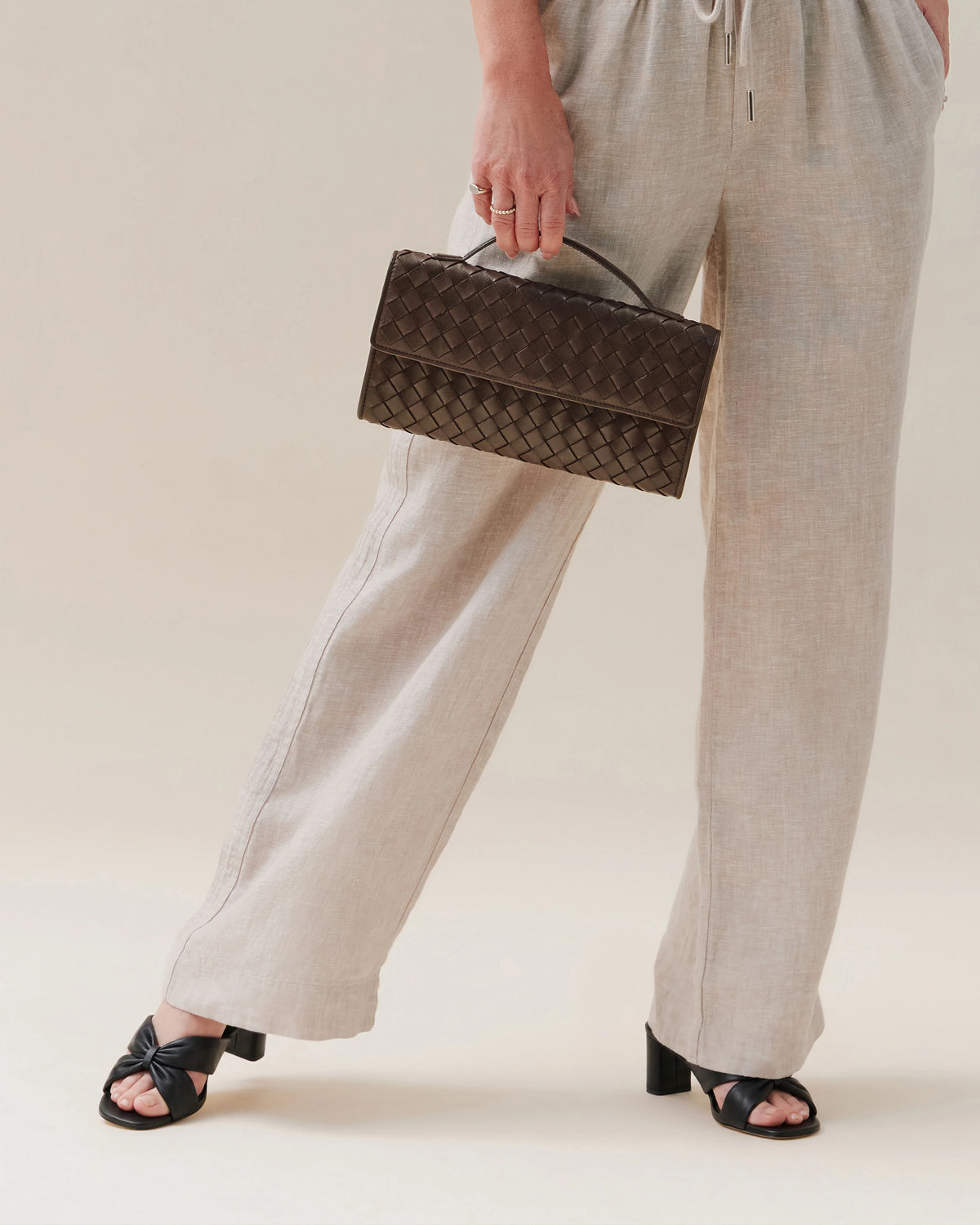 Italian Leather Twist Mid Heel Mule - 5 / Almond