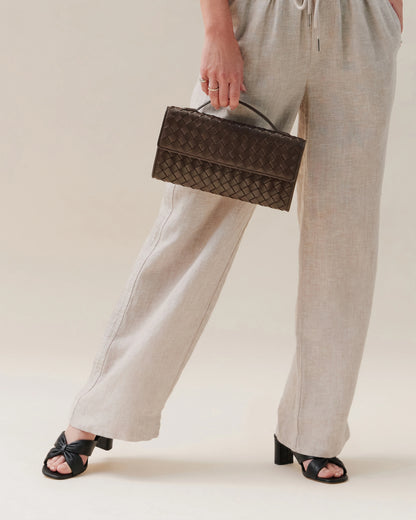 Italian Leather Twist Mid Heel Mule - 5 / Almond