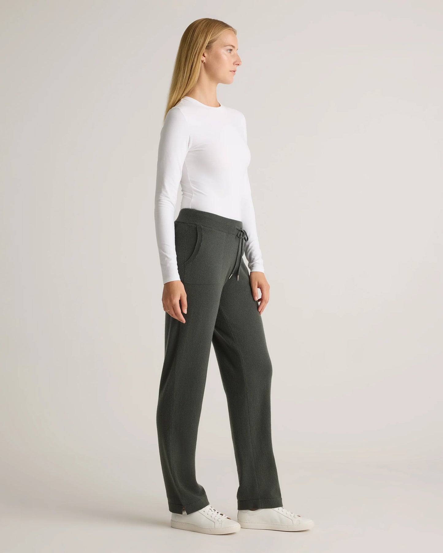 Mongolian Cashmere Straight Leg Pants - XS / Moss