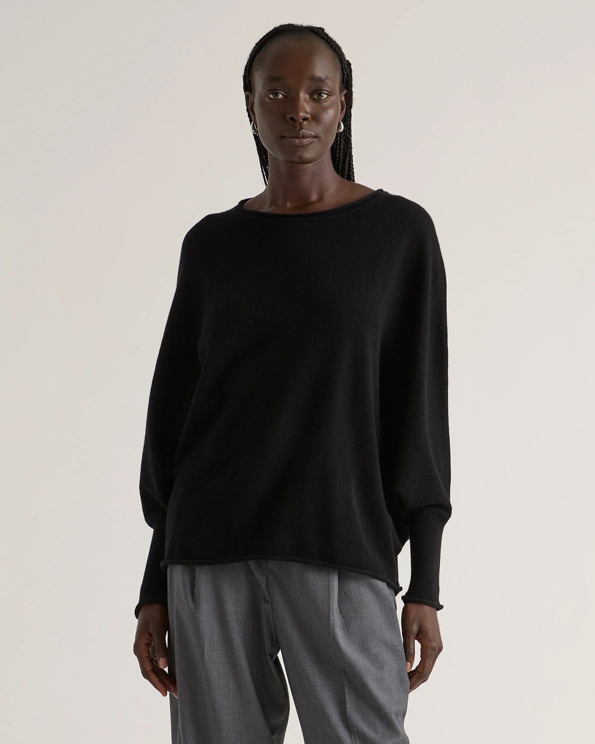 Mongolian Cashmere Batwing Sweater - S/M / Black