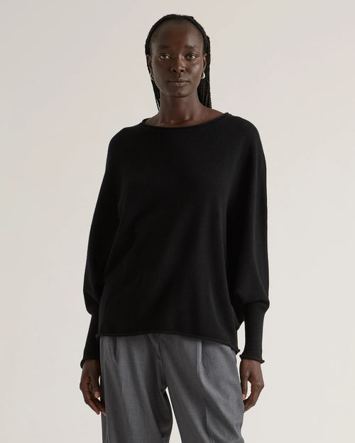 Mongolian Cashmere Batwing Sweater - S/M / Black