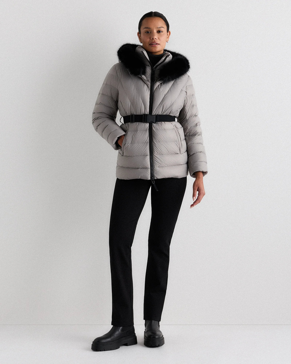 Responsible Down Belted Puffer Coat - XS / Hot Fudge