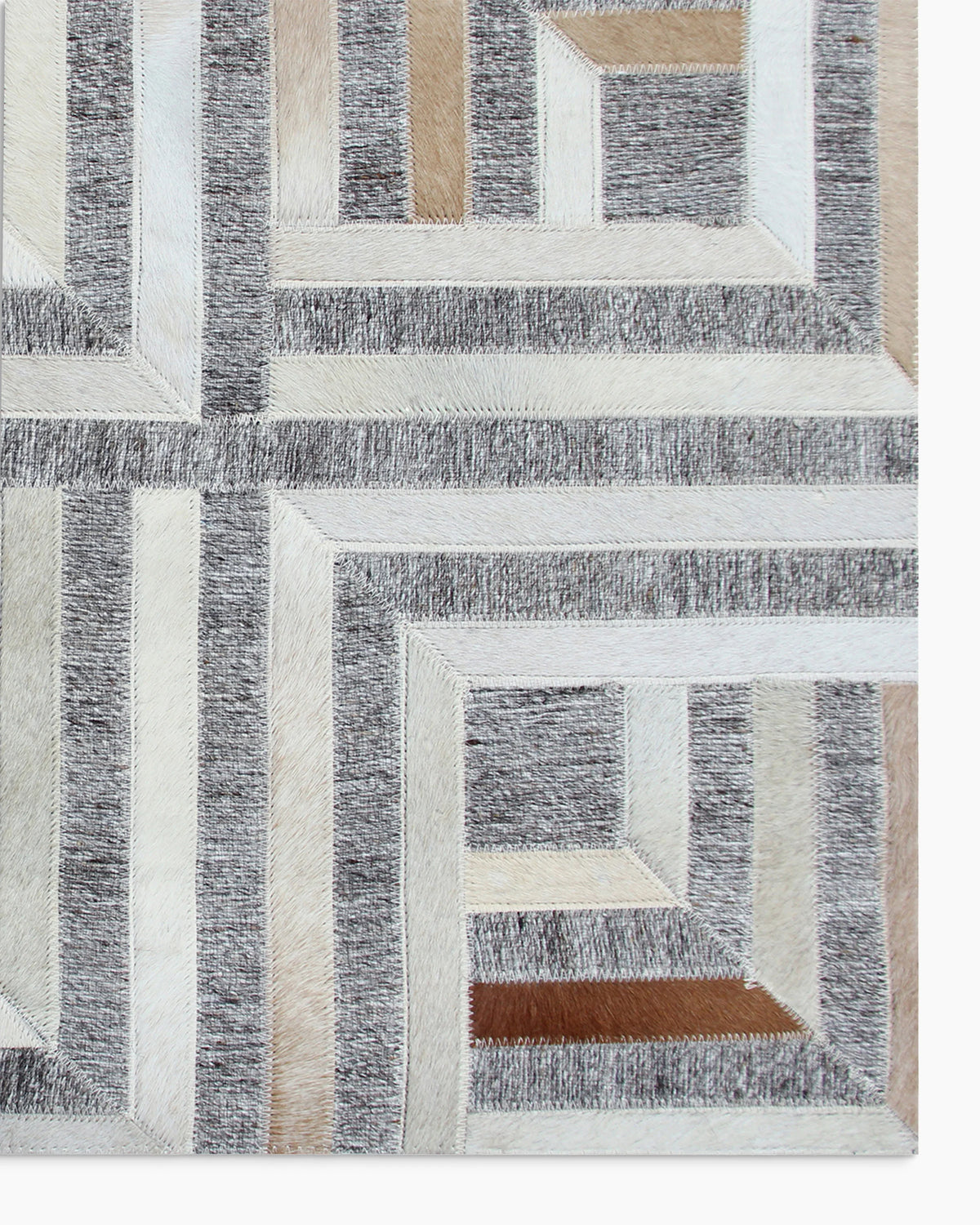 Geometric Hair on Hide Rug - 5' x 8' / Grey