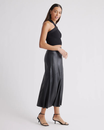 Cropped Halter Ribbed Knit Tank - XS / Black