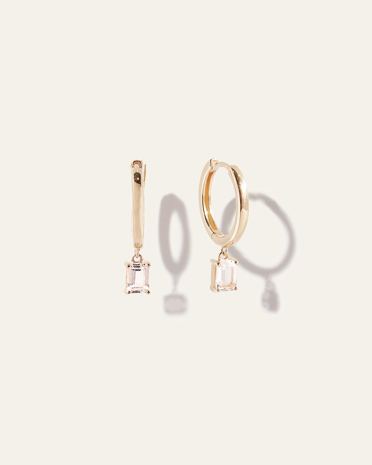 Emerald Cut Topaz Dangle Hoops - One Size / Gold Vermeil