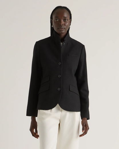 Italian Wool Stand Collar Blazer - XS / Warm Camel