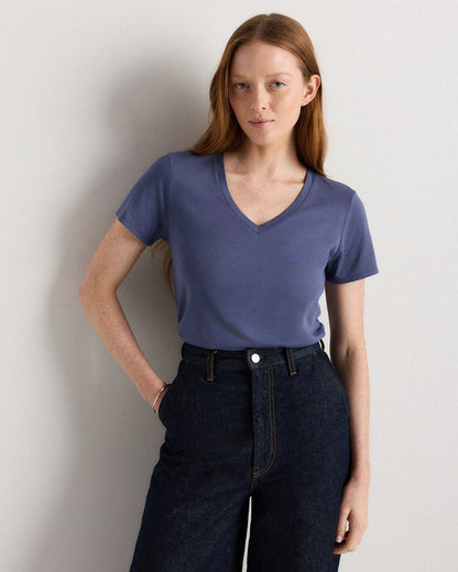 Cotton Modal V-Neck Tee - XS / Navy