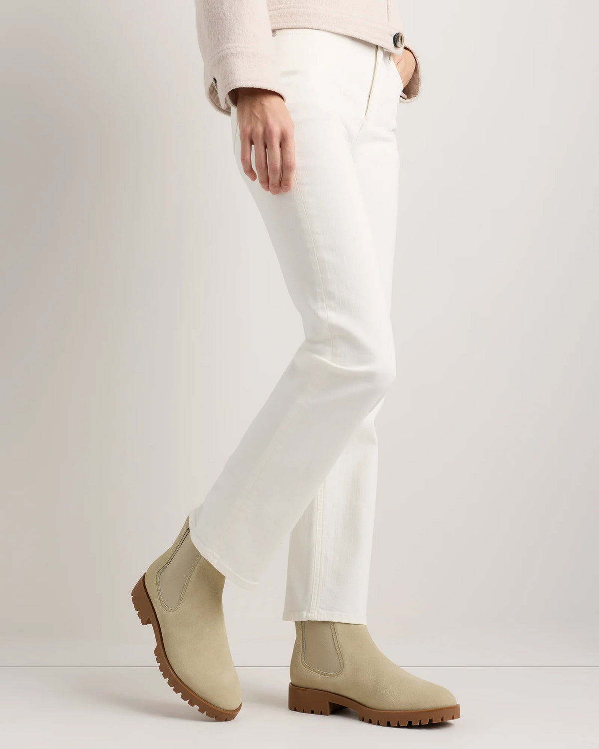 Italian Suede Lug Sole Chelsea Boot - 5 / Almond Suede