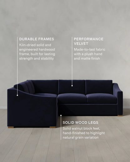 Hollis Slope Arm L Sectional in Performance Velvet - 110x110 / Gunmetal